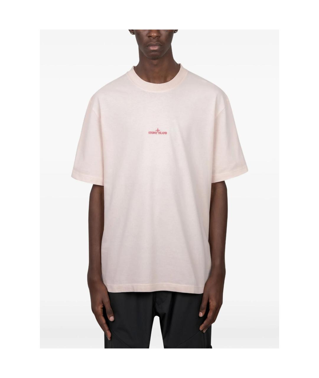 STONE ISLAND Розовая хлопковая футболка, фото 6