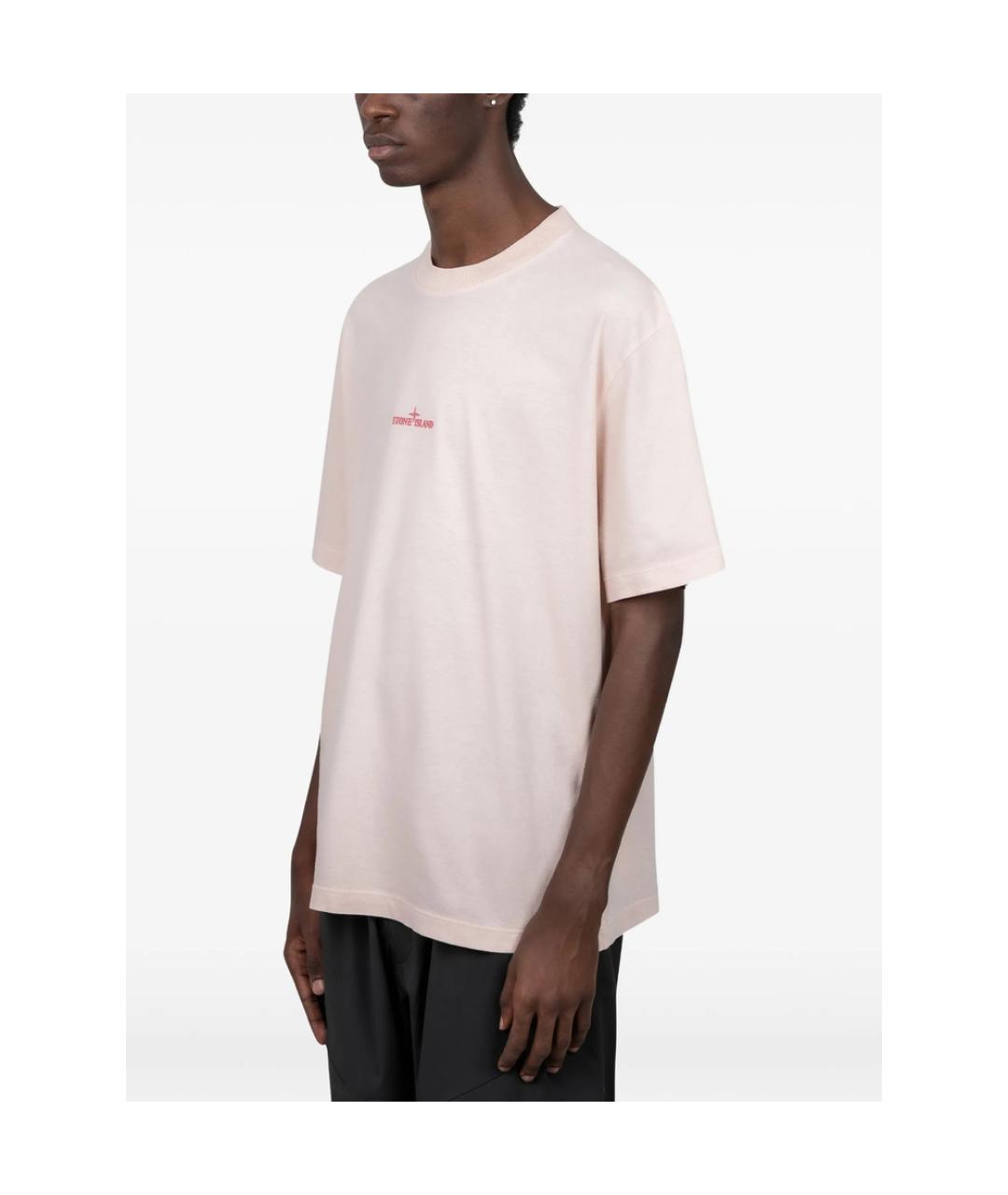 STONE ISLAND Розовая хлопковая футболка, фото 2