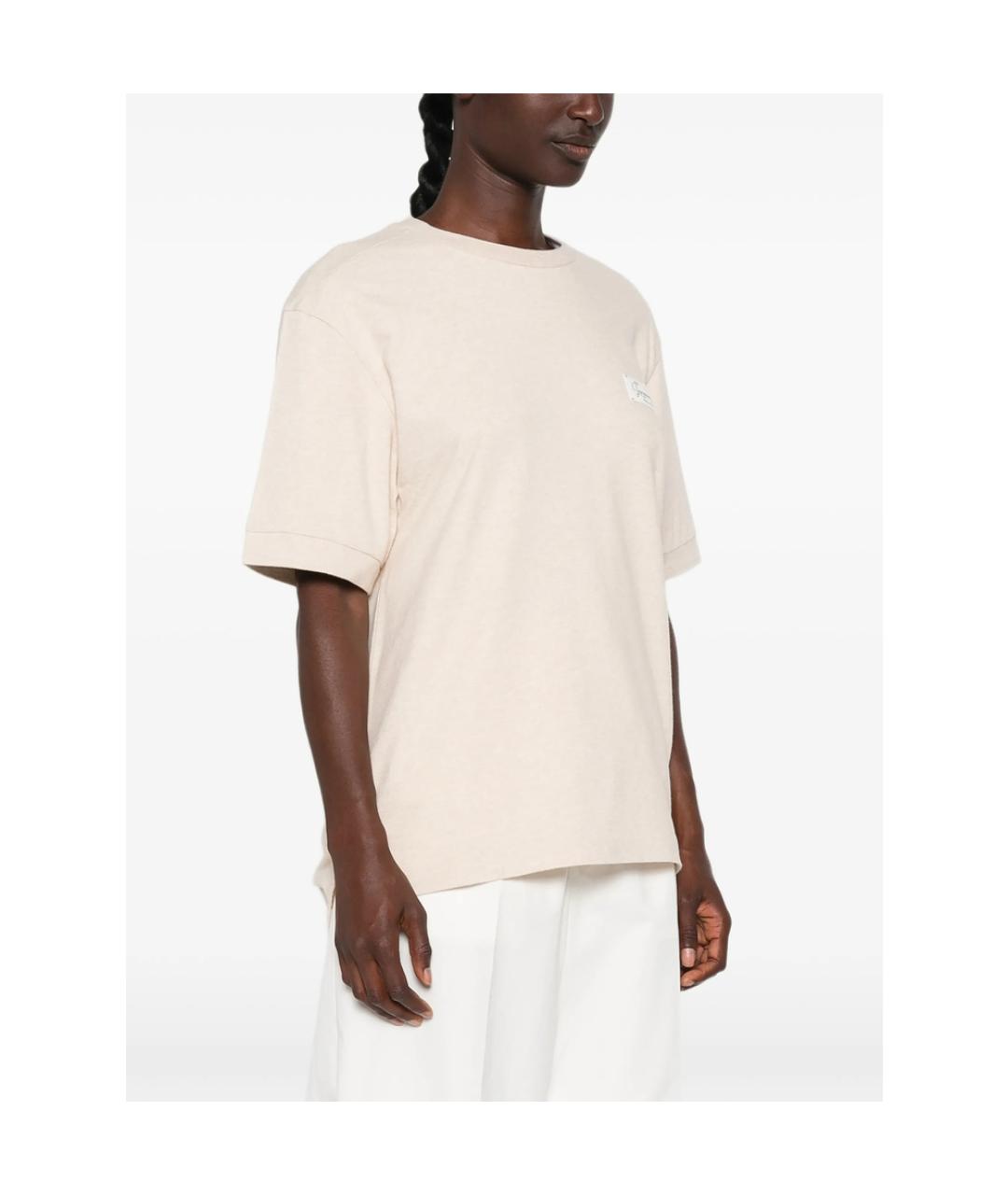 JACQUEMUS Бежевая хлопковая футболка, фото 4