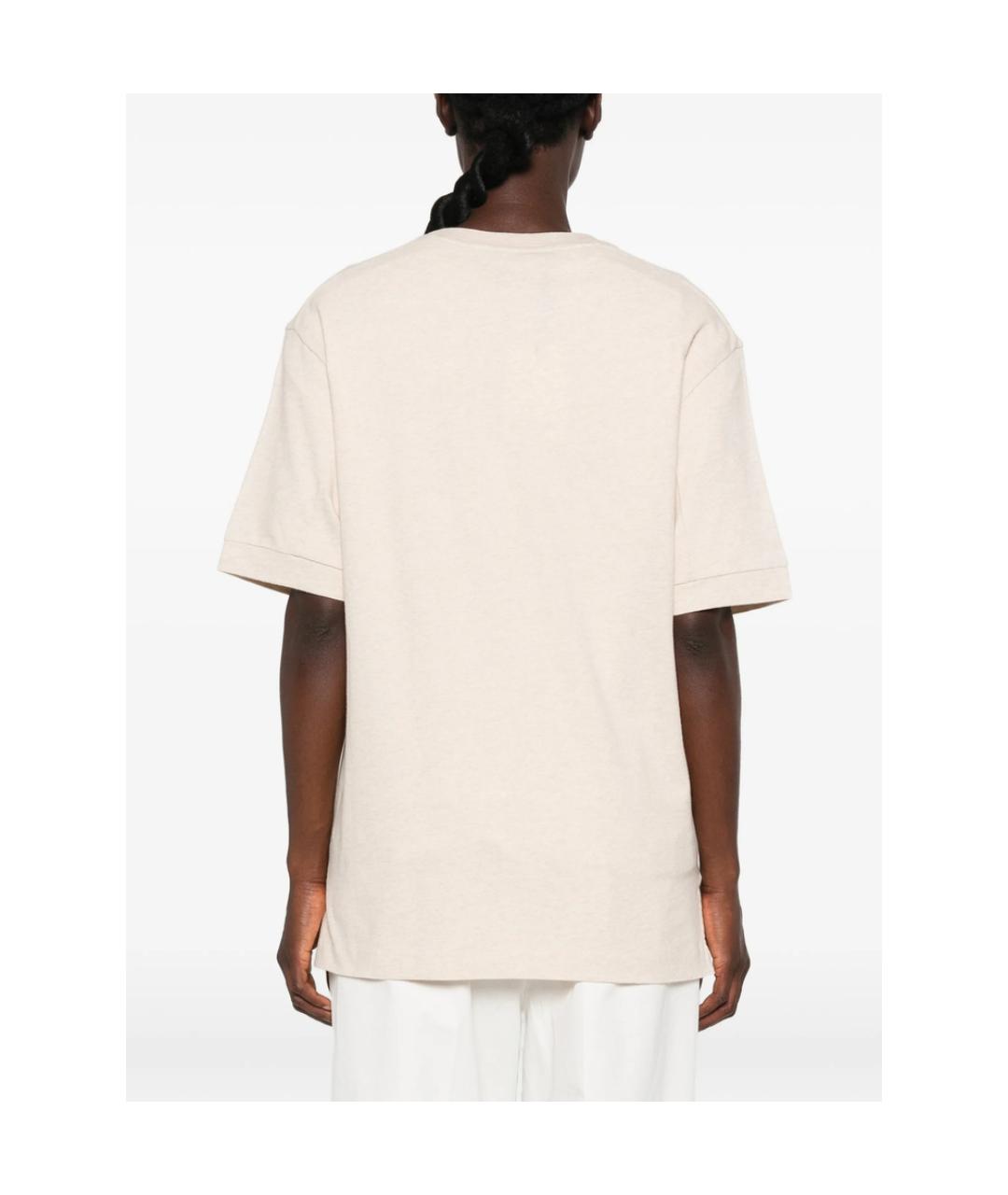 JACQUEMUS Бежевая хлопковая футболка, фото 3