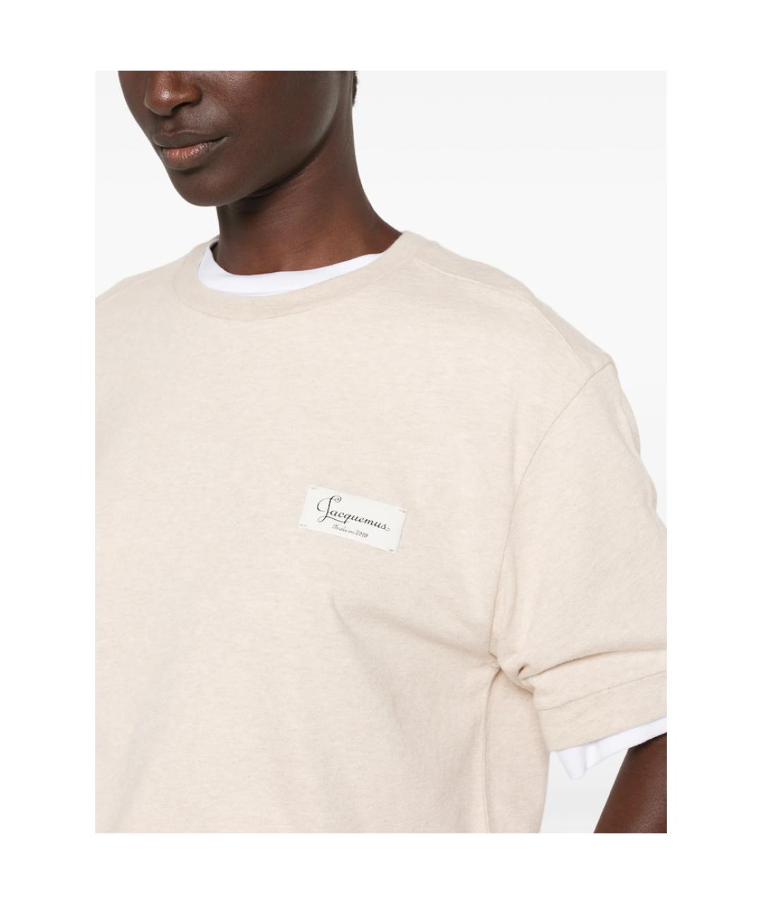 JACQUEMUS Бежевая хлопковая футболка, фото 5