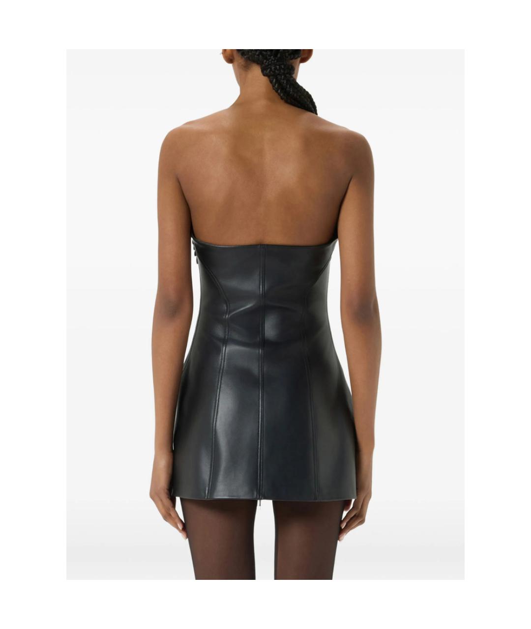 BLUMARINE Черное кожаное коктейльное платье, фото 5