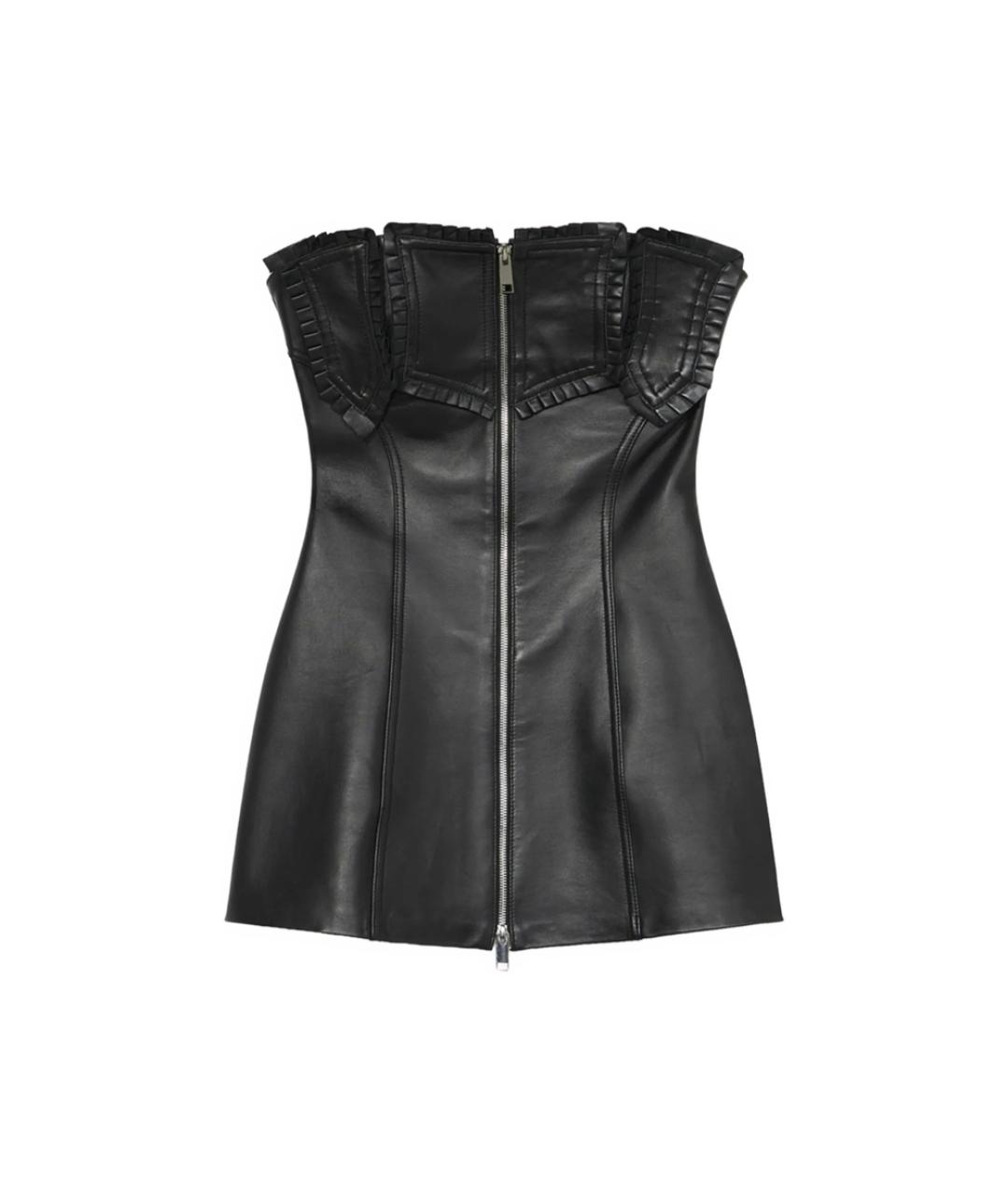 BLUMARINE Черное кожаное коктейльное платье, фото 1