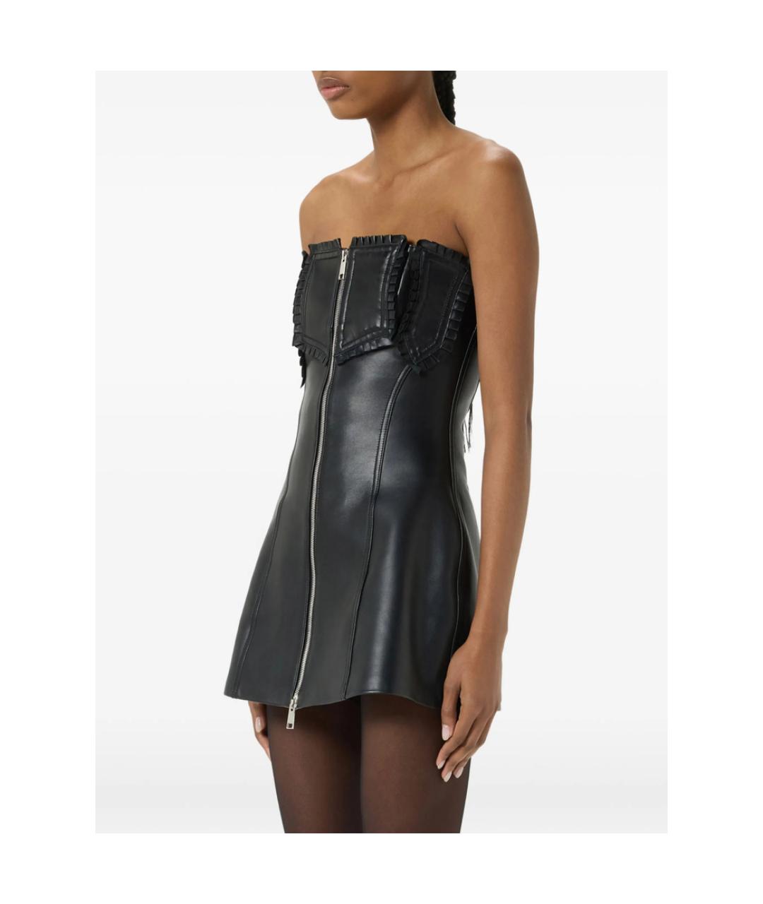 BLUMARINE Черное кожаное коктейльное платье, фото 2