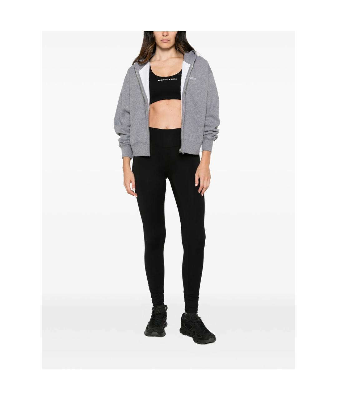 SPORTY AND RICH Черные полиамидовые леггинсы и велосипедки, фото 4