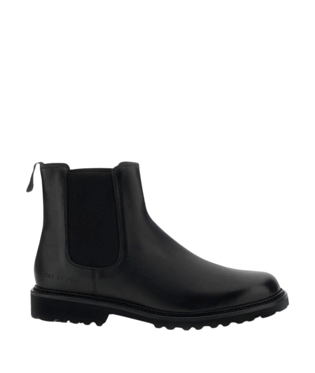 COMMON PROJECTS Черные кожаные высокие ботинки, фото 1