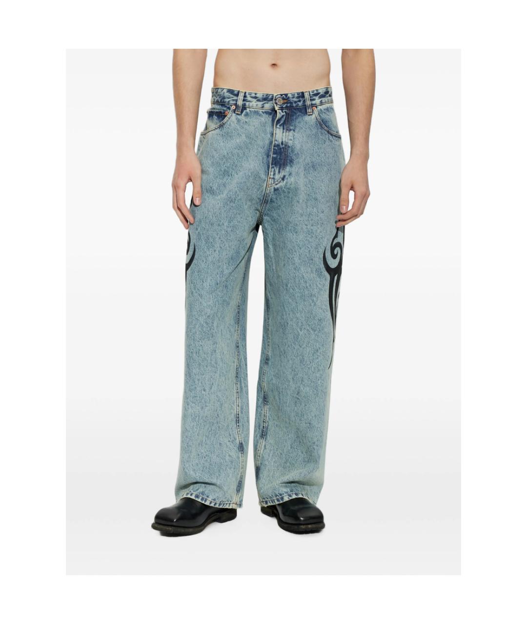 VETEMENTS Синие хлопковые прямые джинсы, фото 4
