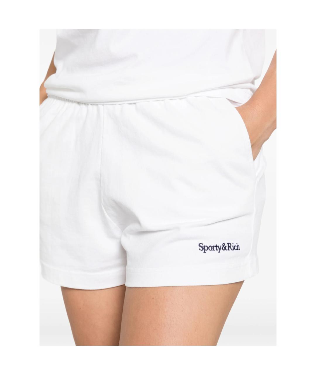 SPORTY AND RICH Белые хлопковые шорты, фото 4