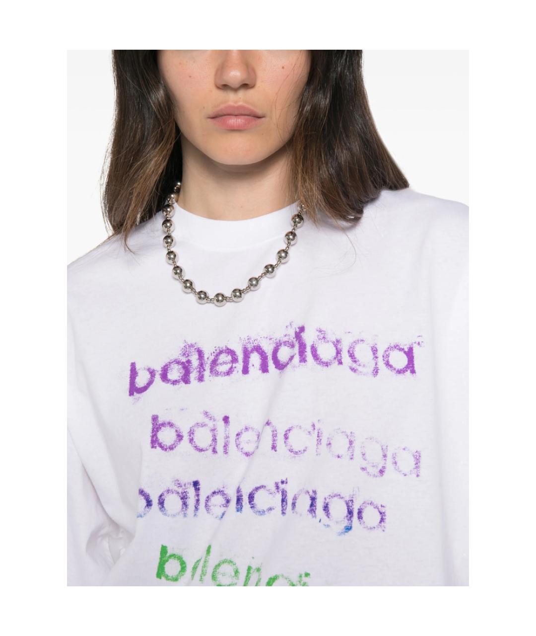BALENCIAGA Белая хлопковая футболка, фото 3