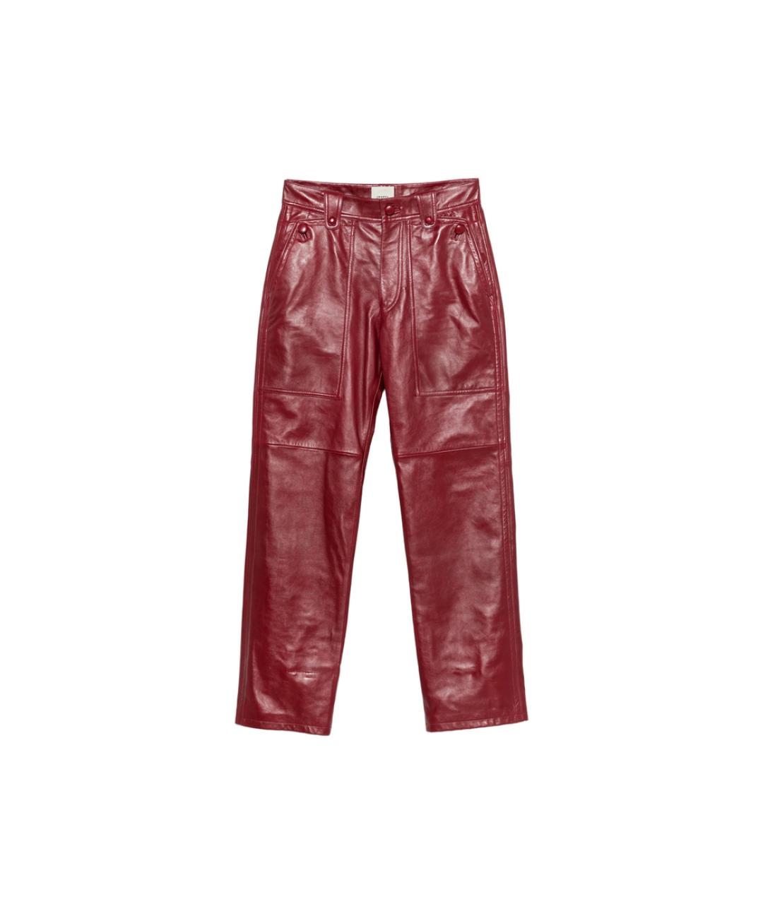 ISABEL MARANT Красные кожаные прямые брюки, фото 1