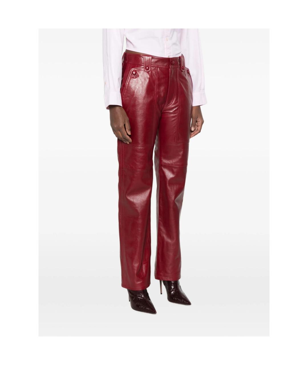 ISABEL MARANT Красные кожаные прямые брюки, фото 3