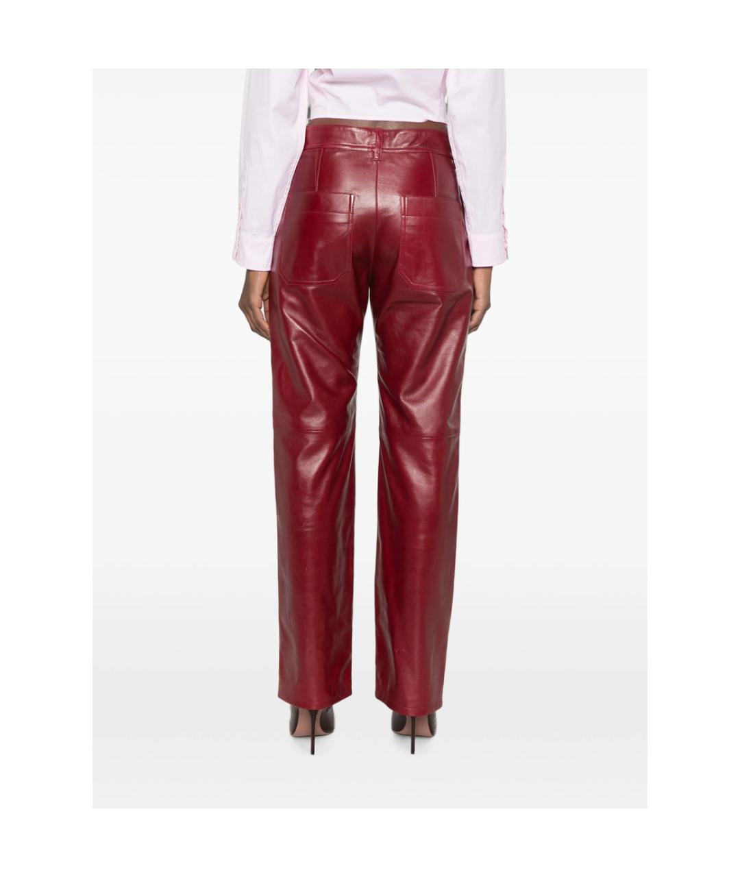 ISABEL MARANT Красные кожаные прямые брюки, фото 5