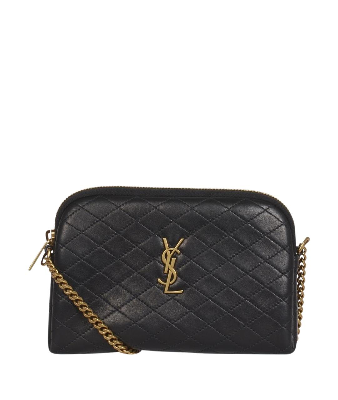 SAINT LAURENT Черная кожаная сумка через плечо, фото 1