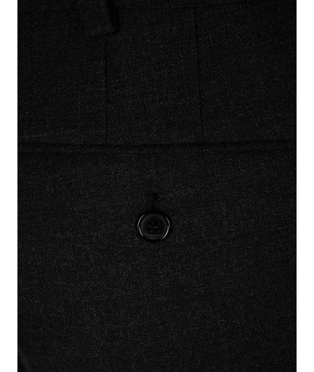 SAINT LAURENT Антрацитовые шерстяные классические брюки, фото 3