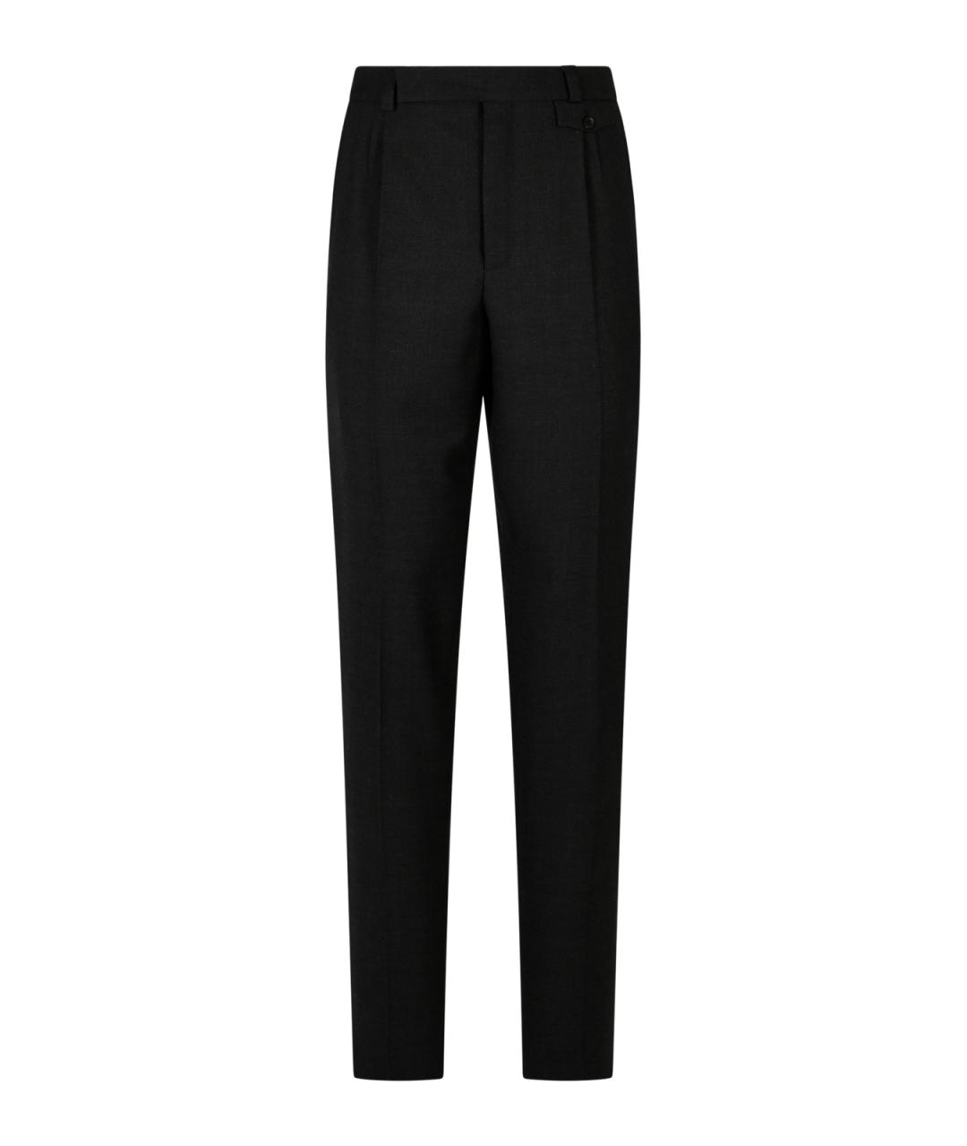 SAINT LAURENT Антрацитовые шерстяные классические брюки, фото 1