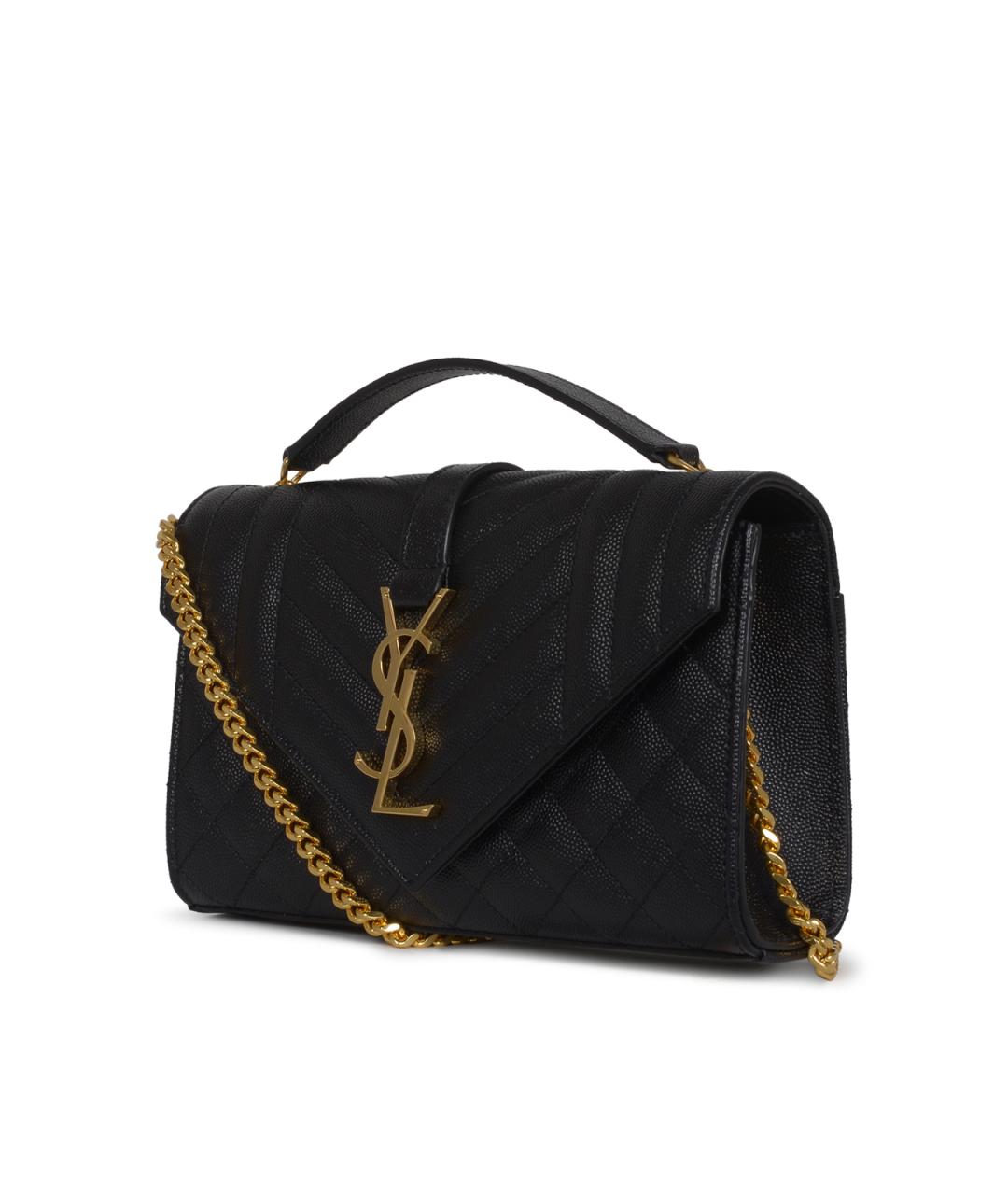 SAINT LAURENT Черная кожаная сумка через плечо, фото 2