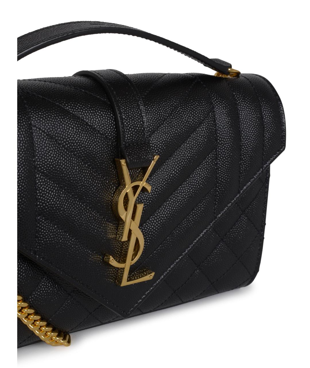 SAINT LAURENT Черная кожаная сумка через плечо, фото 4