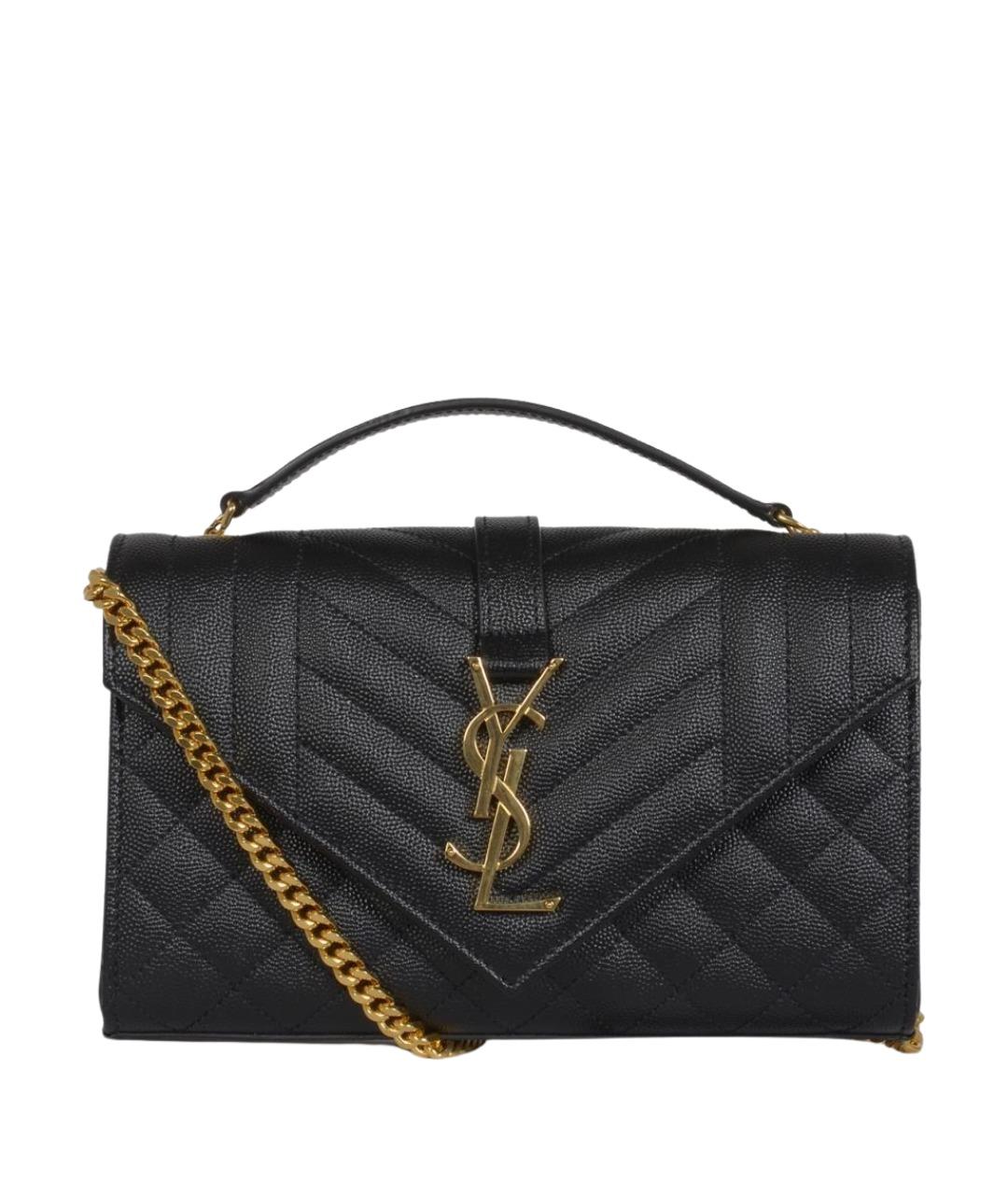 SAINT LAURENT Черная кожаная сумка через плечо, фото 1
