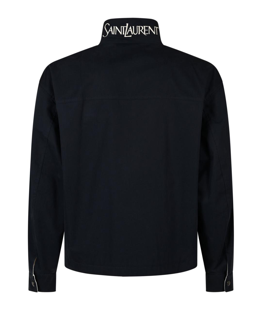 SAINT LAURENT Темно-синяя хлопковая куртка, фото 2