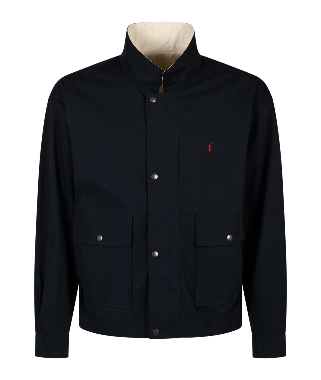 SAINT LAURENT Темно-синяя хлопковая куртка, фото 1