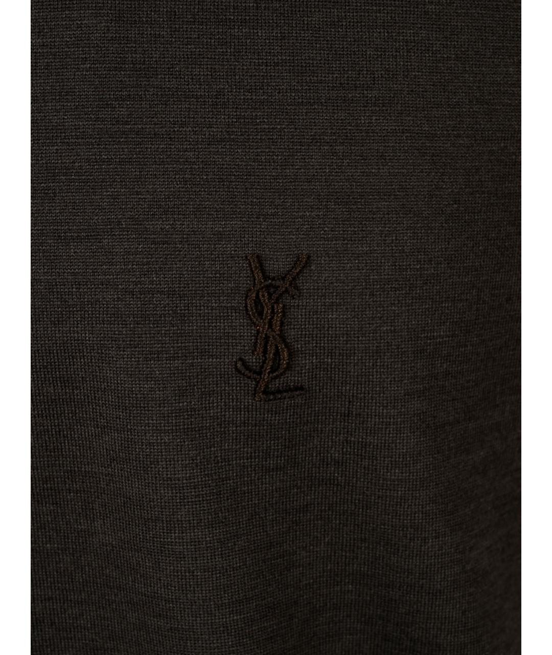 SAINT LAURENT Коричневая хлопковая футболка, фото 3
