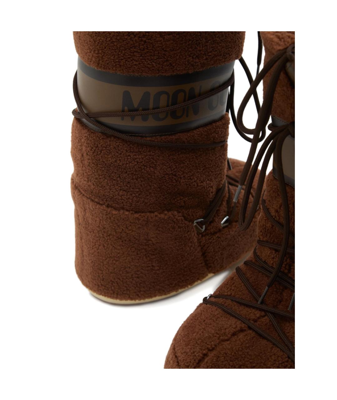 MOON BOOT Коричневые текстильные ботинки, фото 4