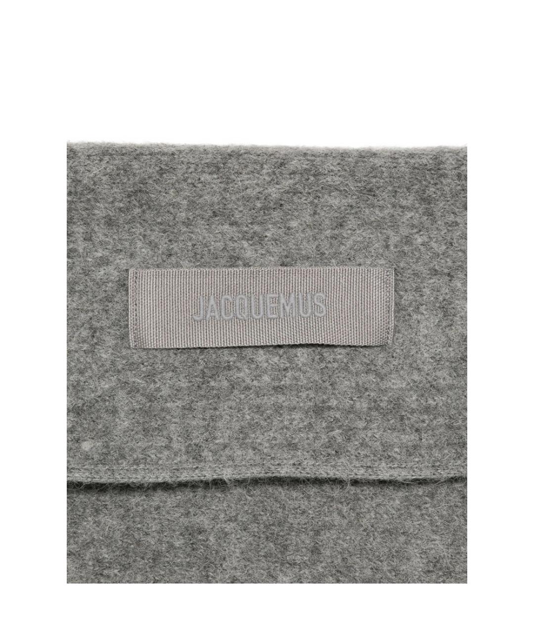 JACQUEMUS Серый шерстяной шарф, фото 2