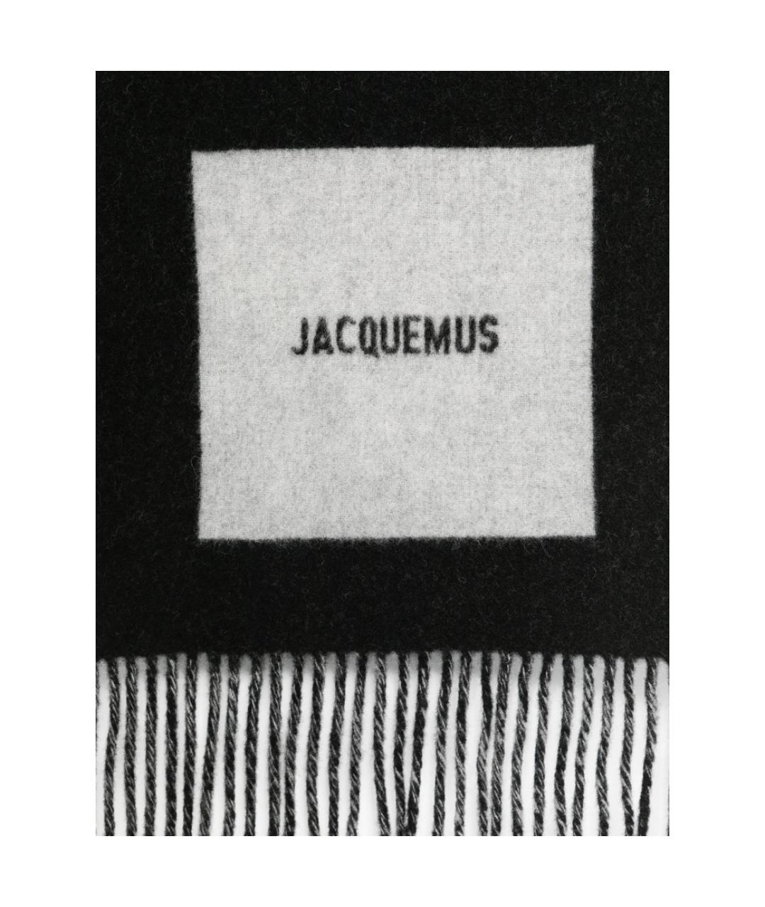 JACQUEMUS Черный шерстяной шарф, фото 2