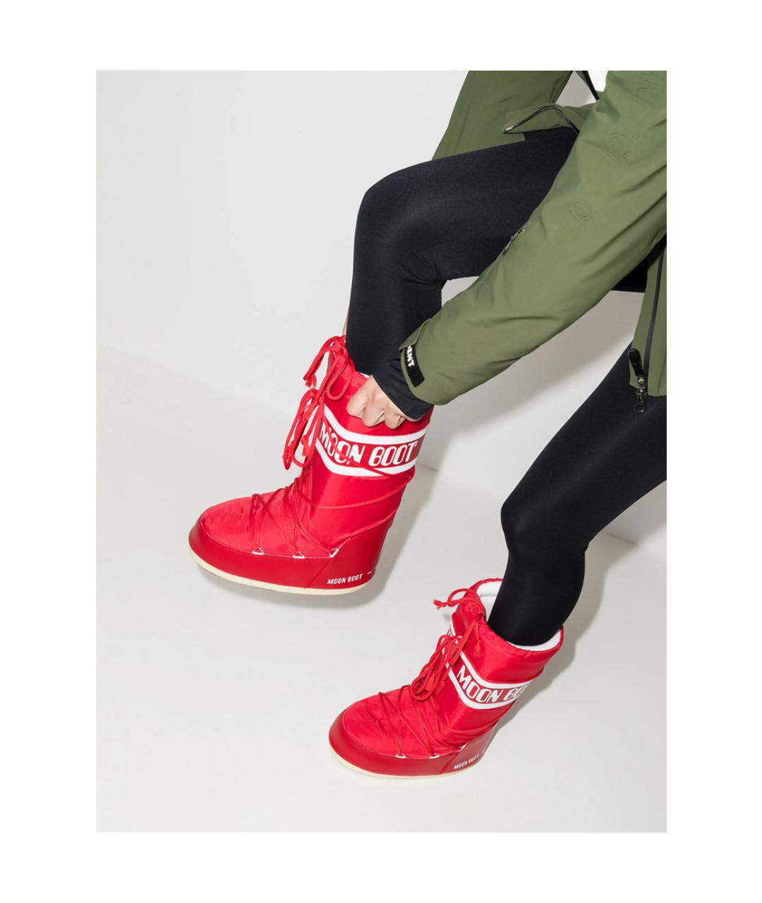 MOON BOOT Красные синтетические высокие ботинки, фото 3