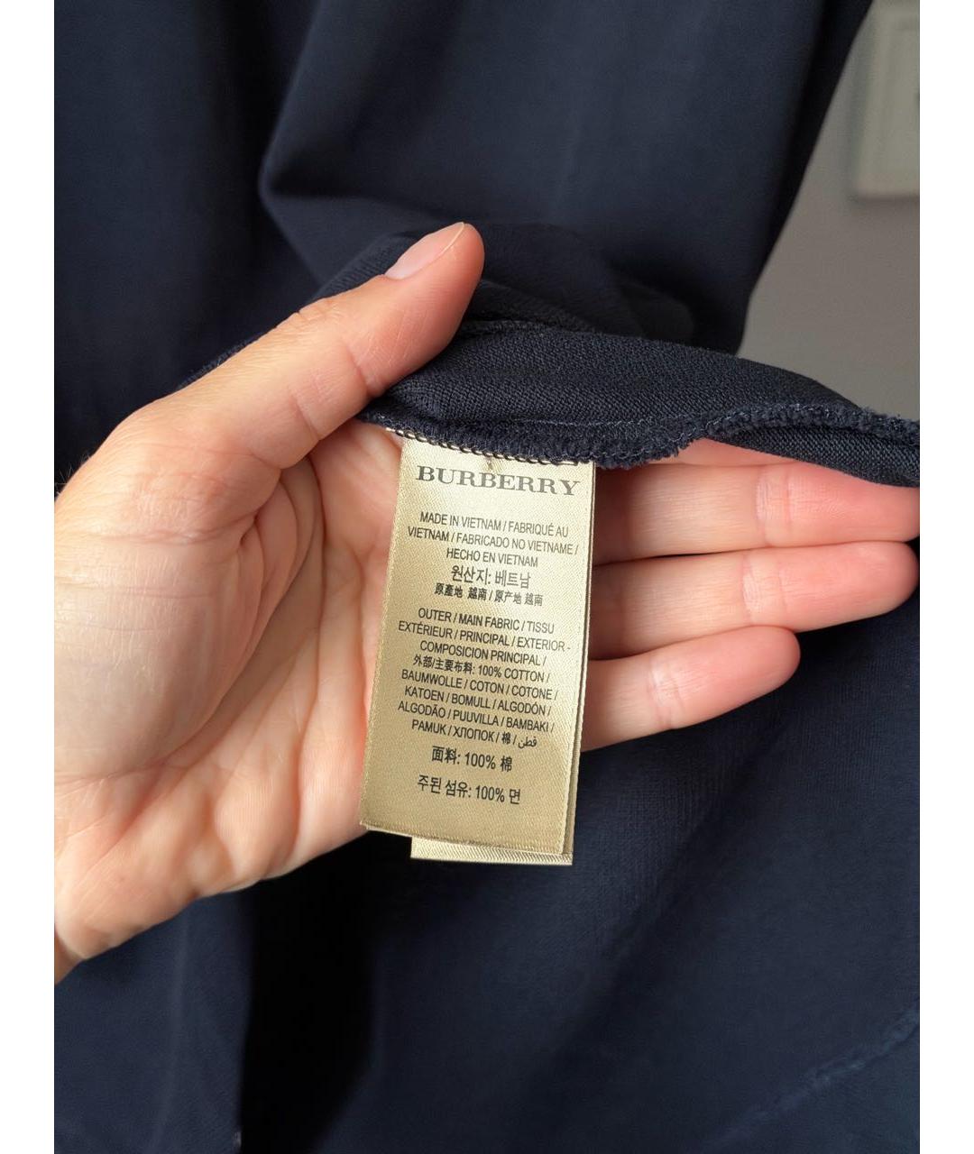 BURBERRY Темно-синяя хлопковая рубашка, фото 4