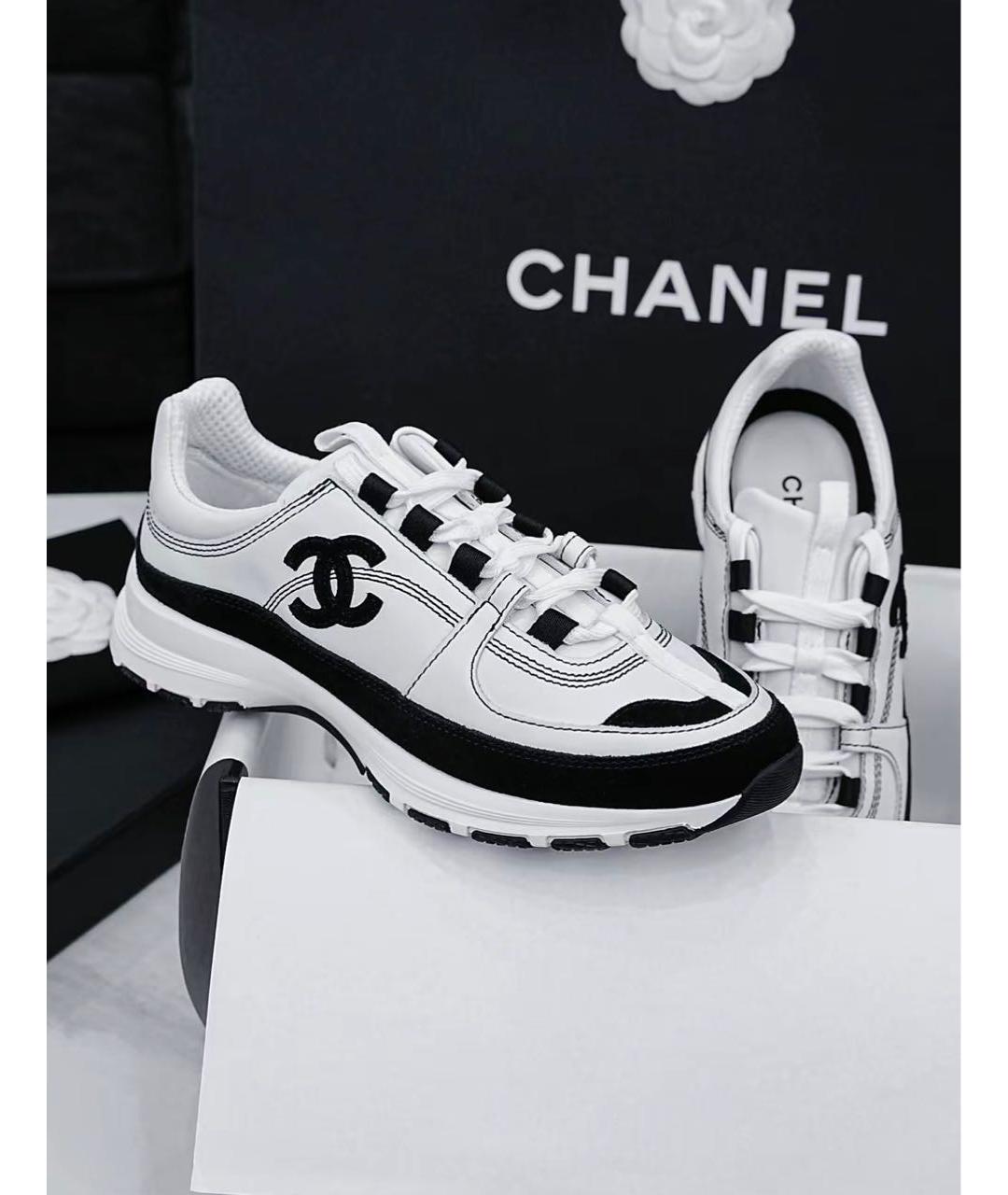 CHANEL Белые кожаные кроссовки, фото 5