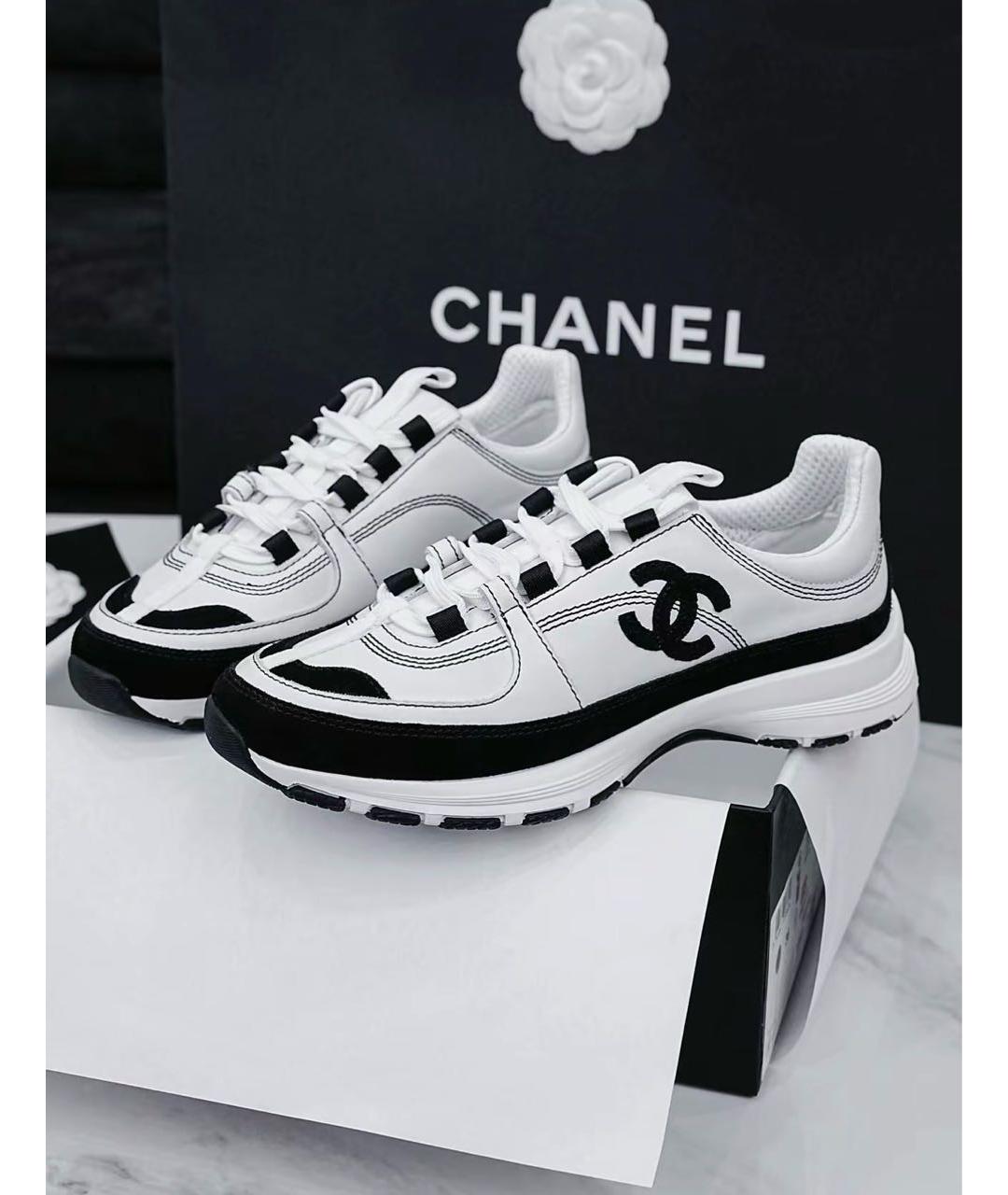 CHANEL Белые кожаные кроссовки, фото 7