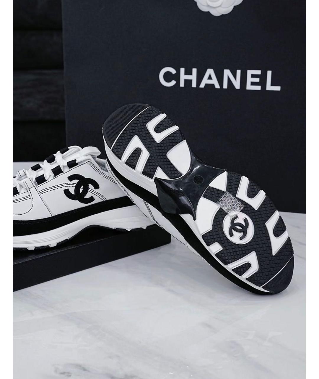 CHANEL Белые кожаные кроссовки, фото 6