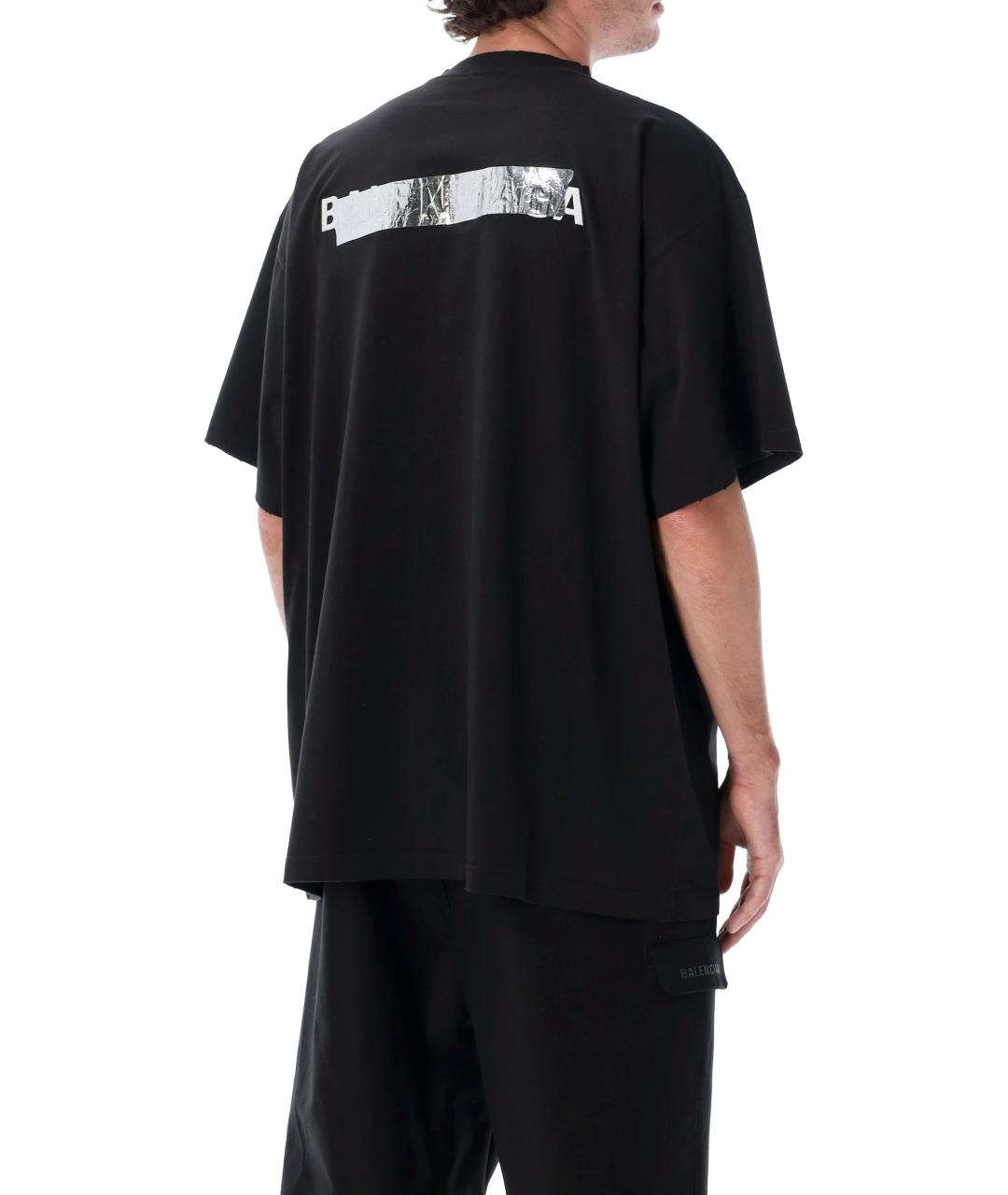 BALENCIAGA Черная хлопковая футболка, фото 2
