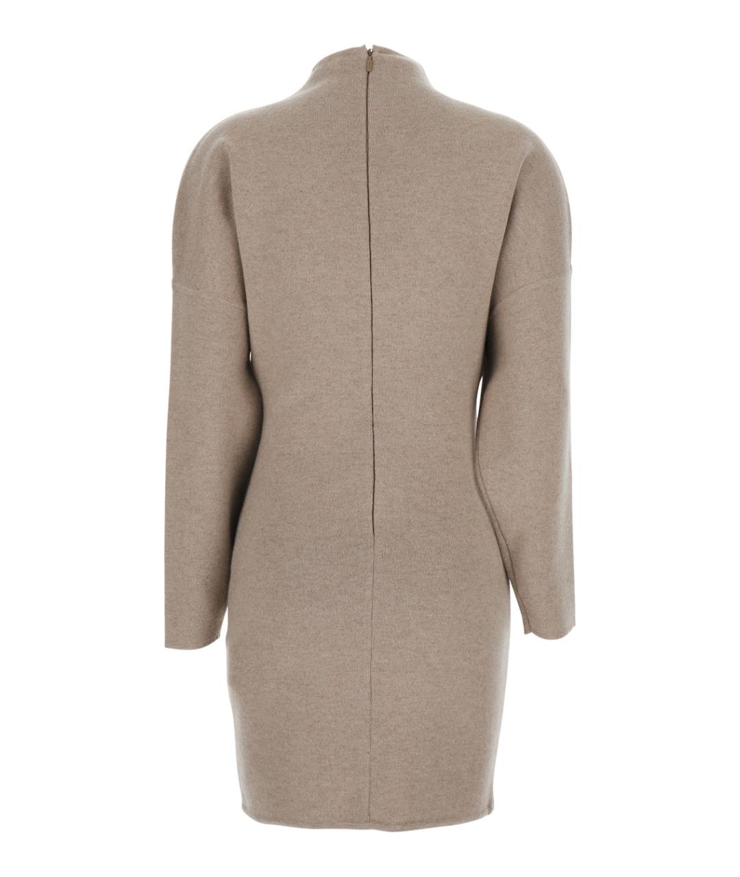 MAX MARA Бежевое шерстяное повседневное платье, фото 2