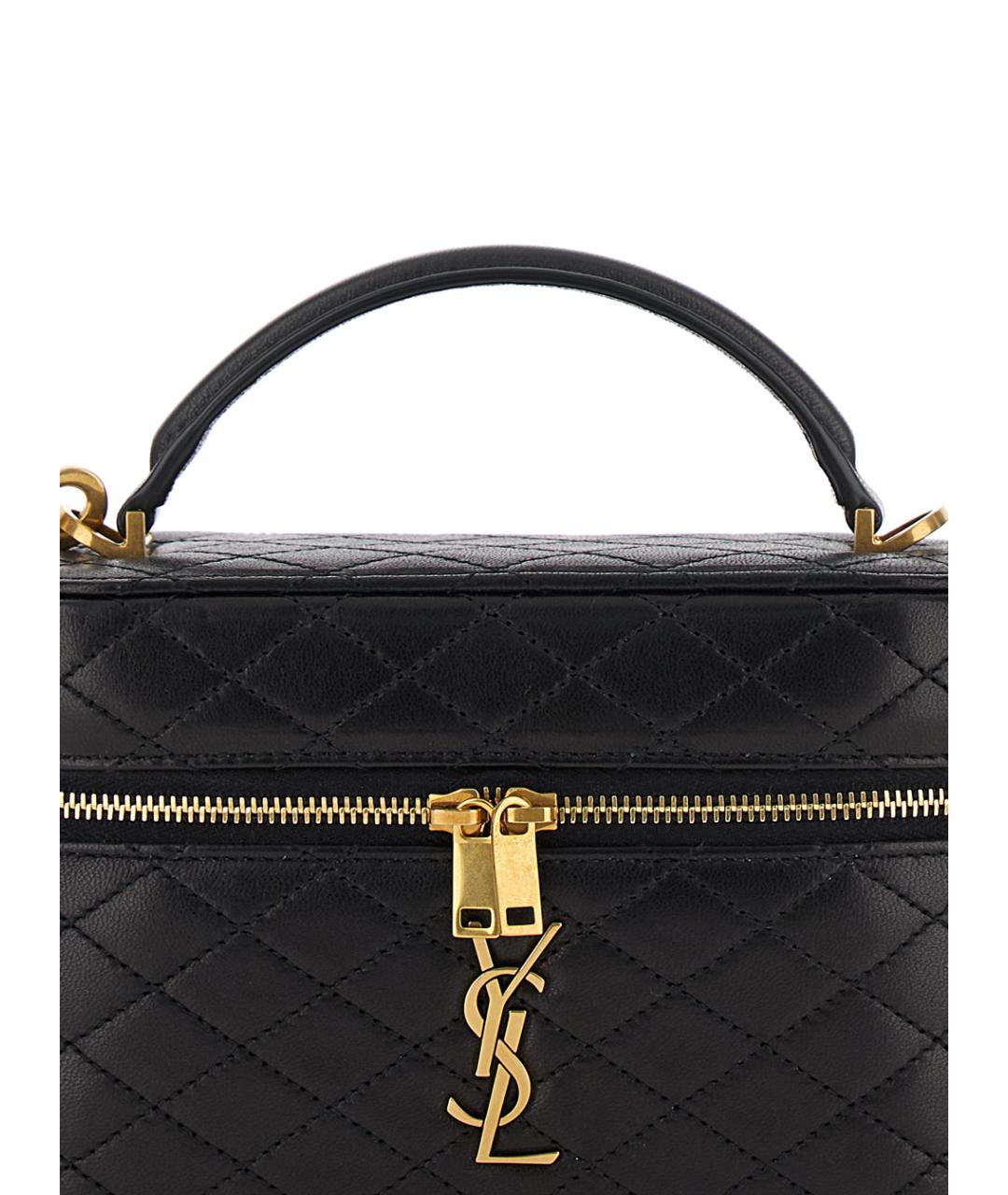 SAINT LAURENT Черная кожаная сумка через плечо, фото 3