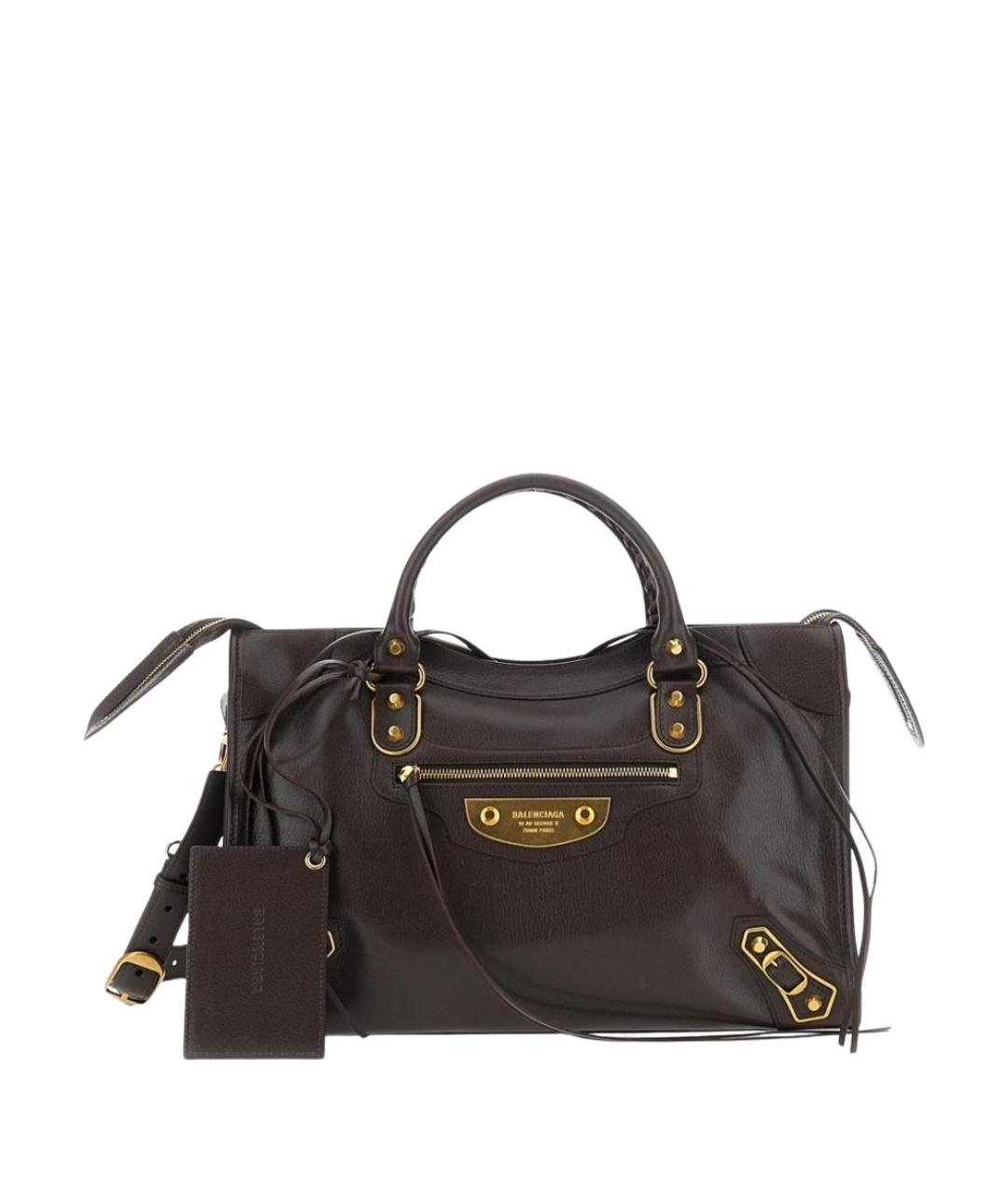 BALENCIAGA Коричневая кожаная сумка тоут, фото 1