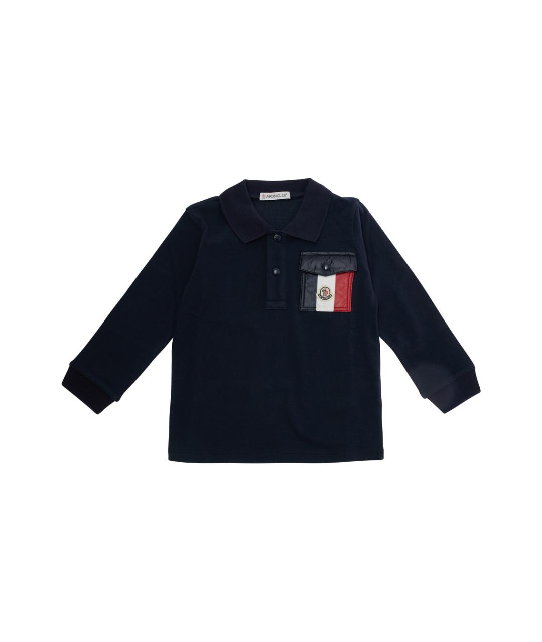 MONCLER KIDS Темно-синяя хлопковая детская футболка, фото 1