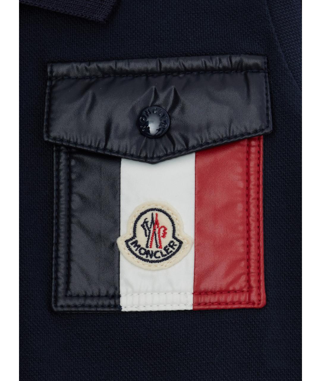 MONCLER KIDS Темно-синяя хлопковая детская футболка, фото 3
