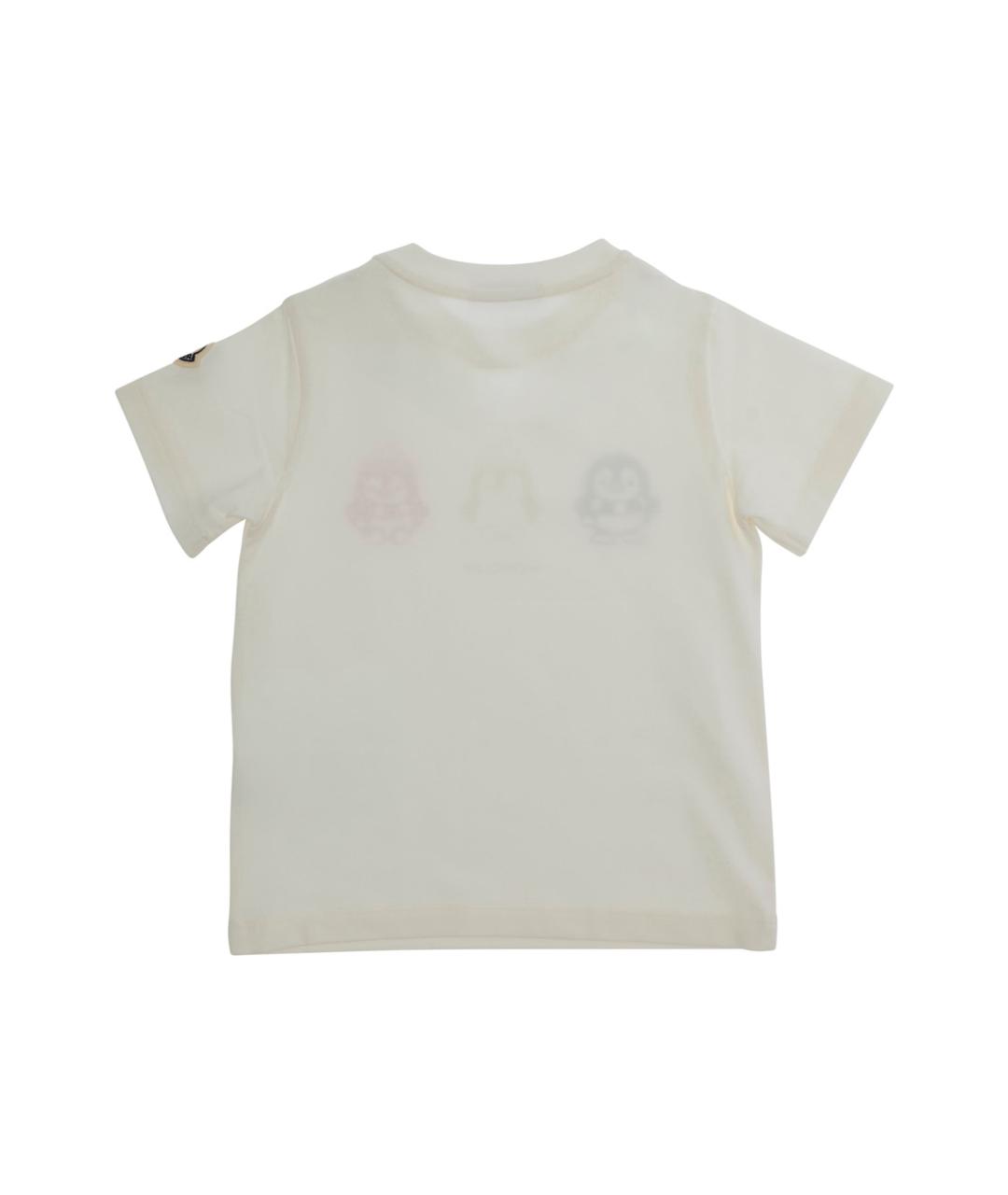 MONCLER KIDS Белый хлопковый футболка / топ, фото 2
