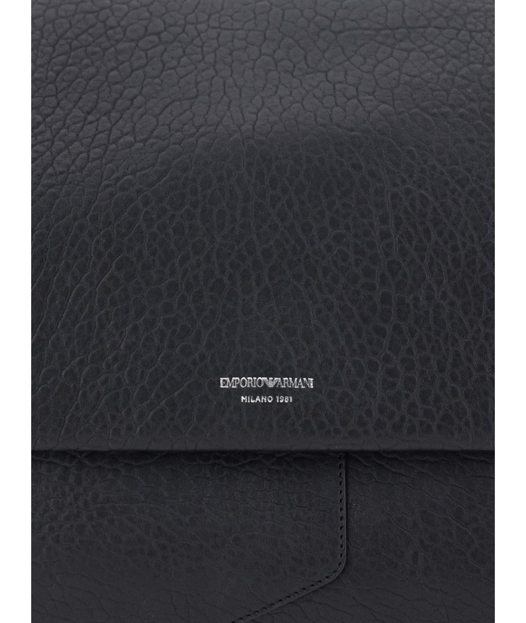 EMPORIO ARMANI Черная кожаная сумка с короткими ручками, фото 3