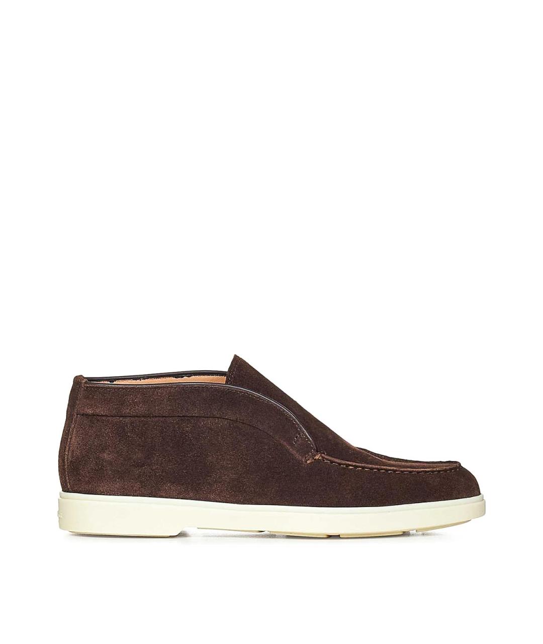 SANTONI Коричневые замшевые ботинки, фото 1