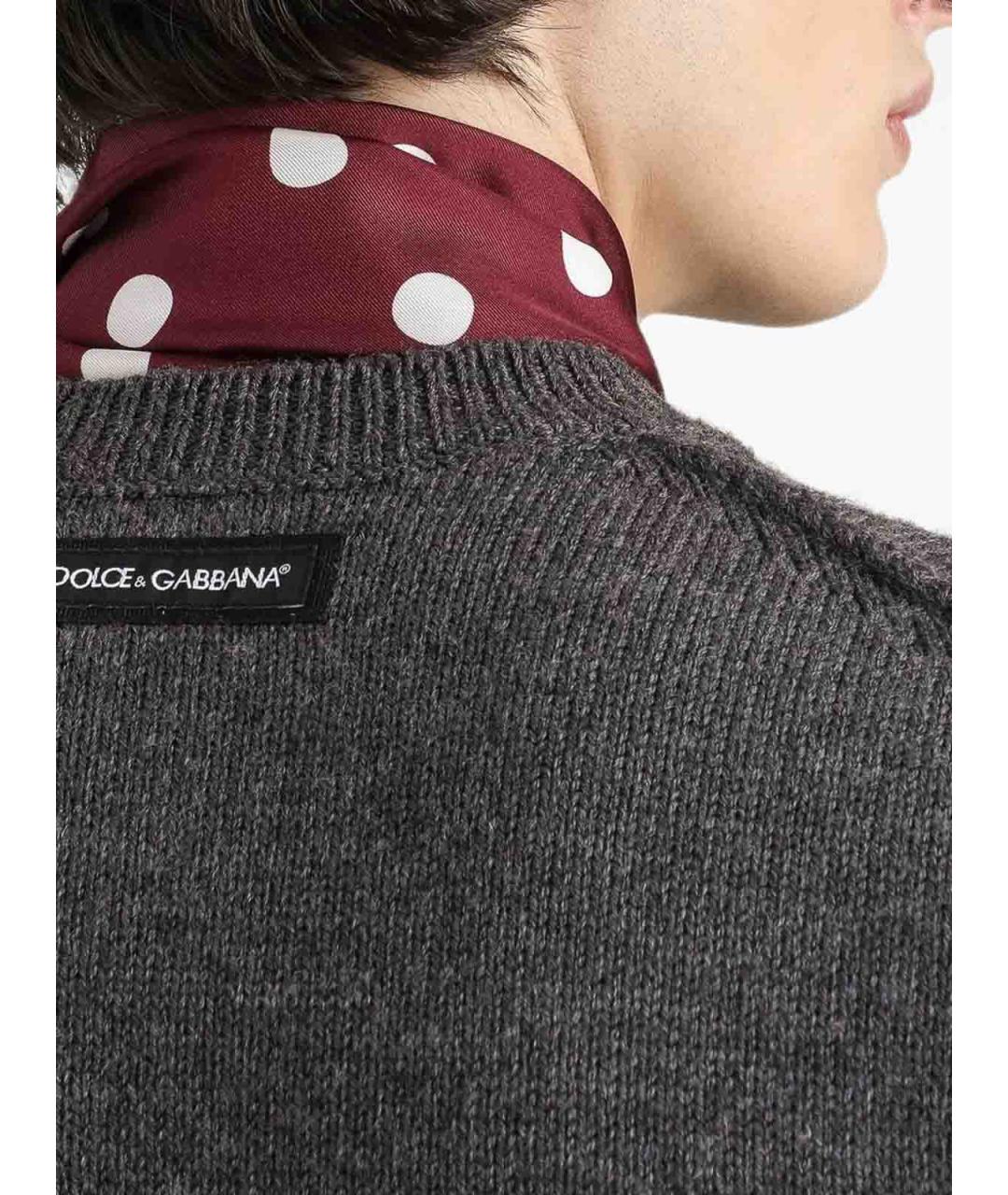 DOLCE&GABBANA Серый шерстяной джемпер / свитер, фото 3