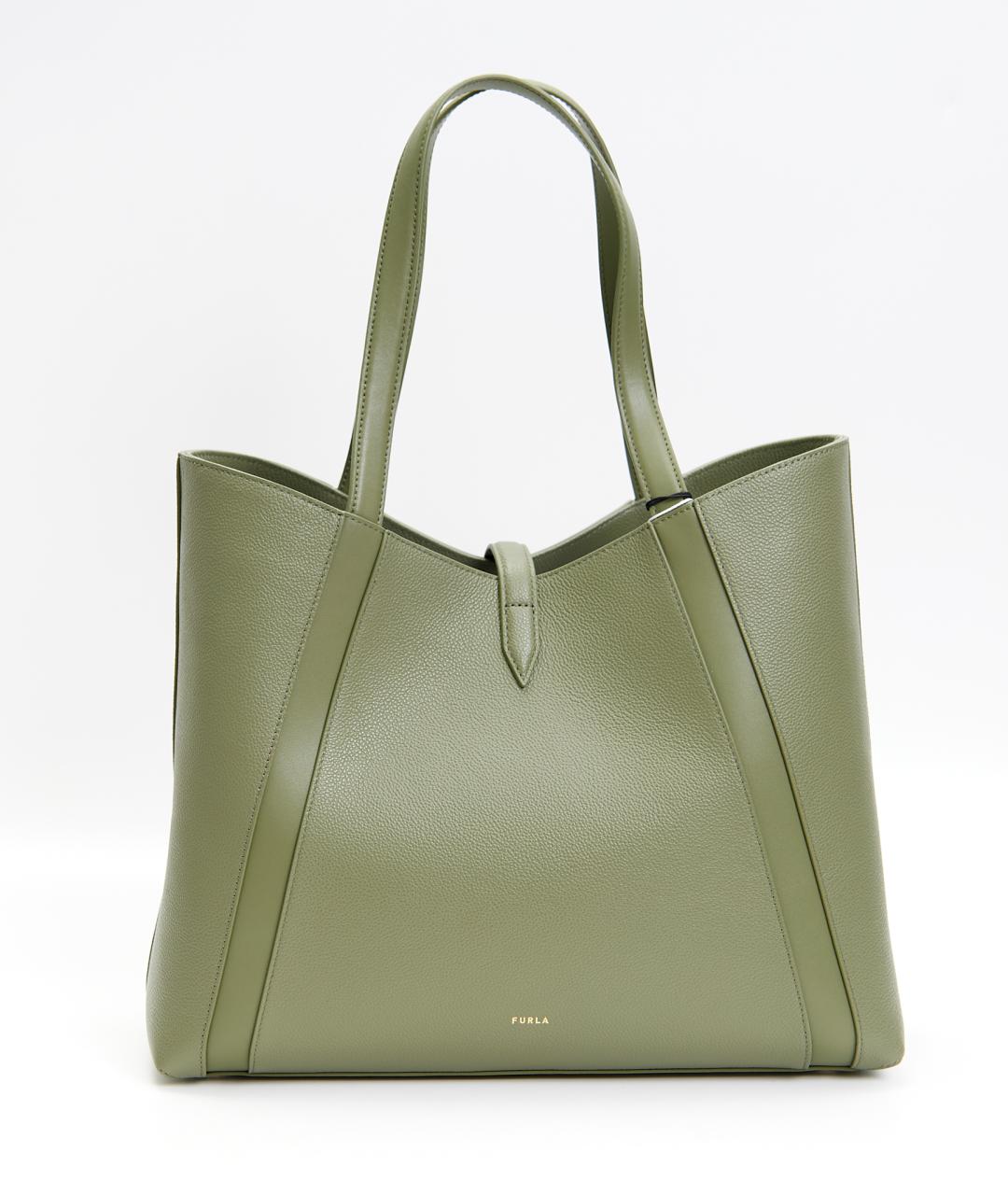 FURLA Зеленая кожаная сумка тоут, фото 3