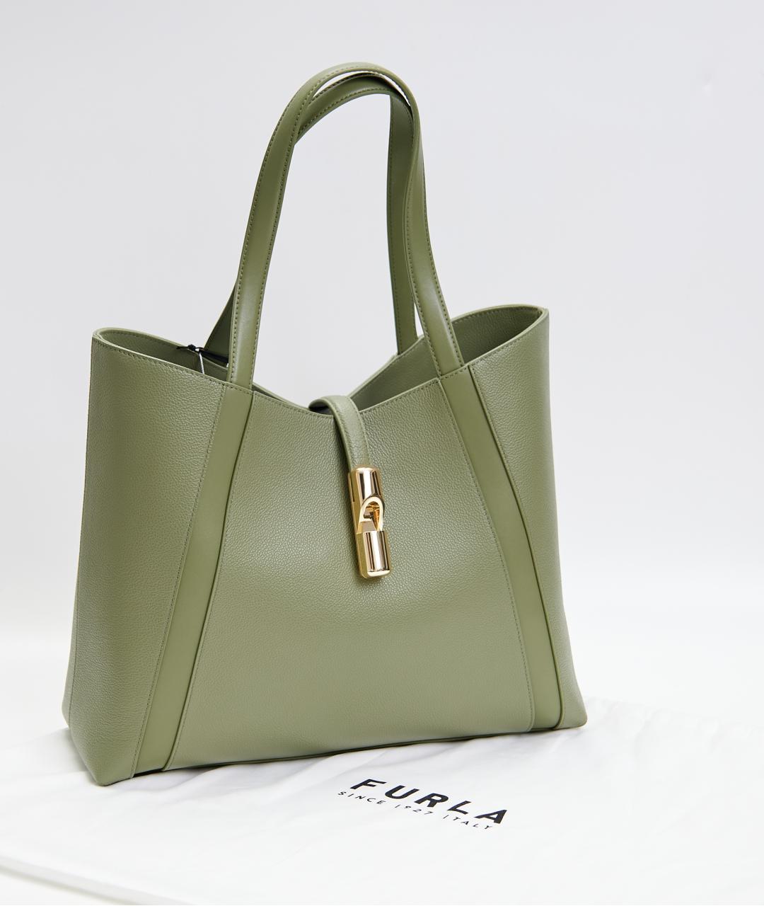 FURLA Зеленая кожаная сумка тоут, фото 4