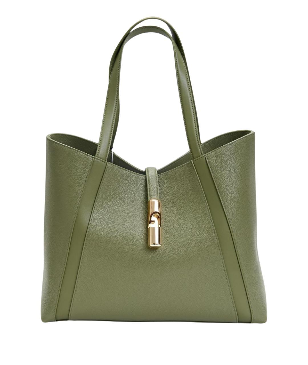 FURLA Зеленая кожаная сумка тоут, фото 1