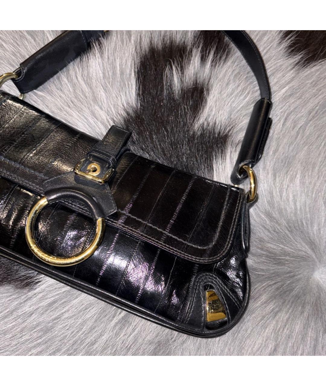 DOLCE&GABBANA Черная сумка с короткими ручками из экзотической кожи, фото 2