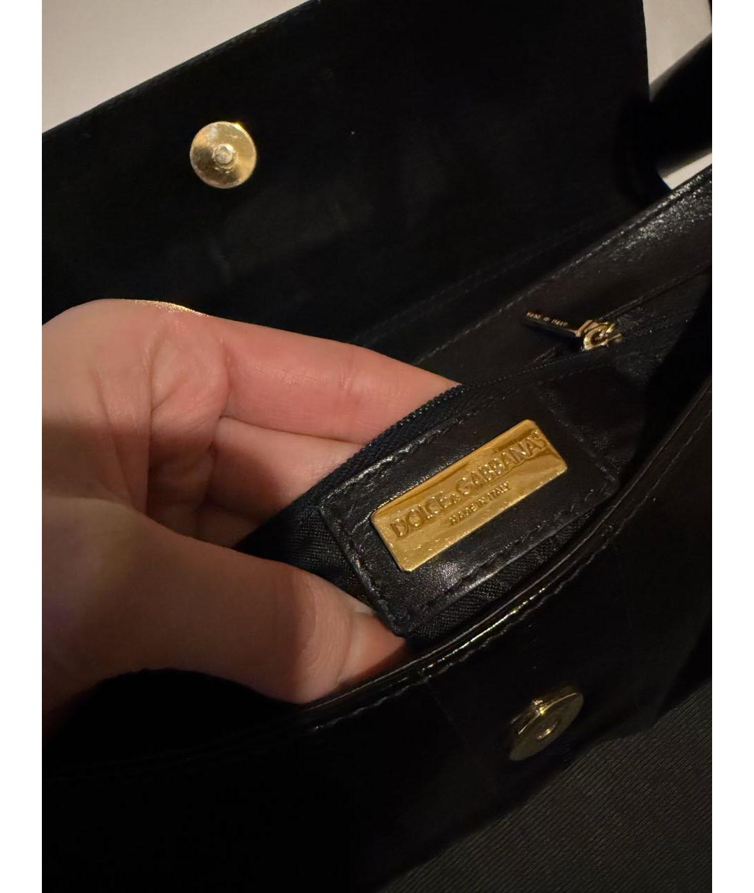 DOLCE&GABBANA Черная сумка с короткими ручками из экзотической кожи, фото 5