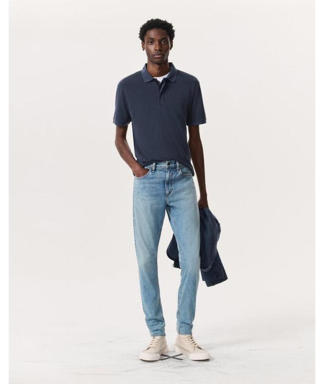 RAG & BONE Голубые хлопковые джинсы скинни, фото 2