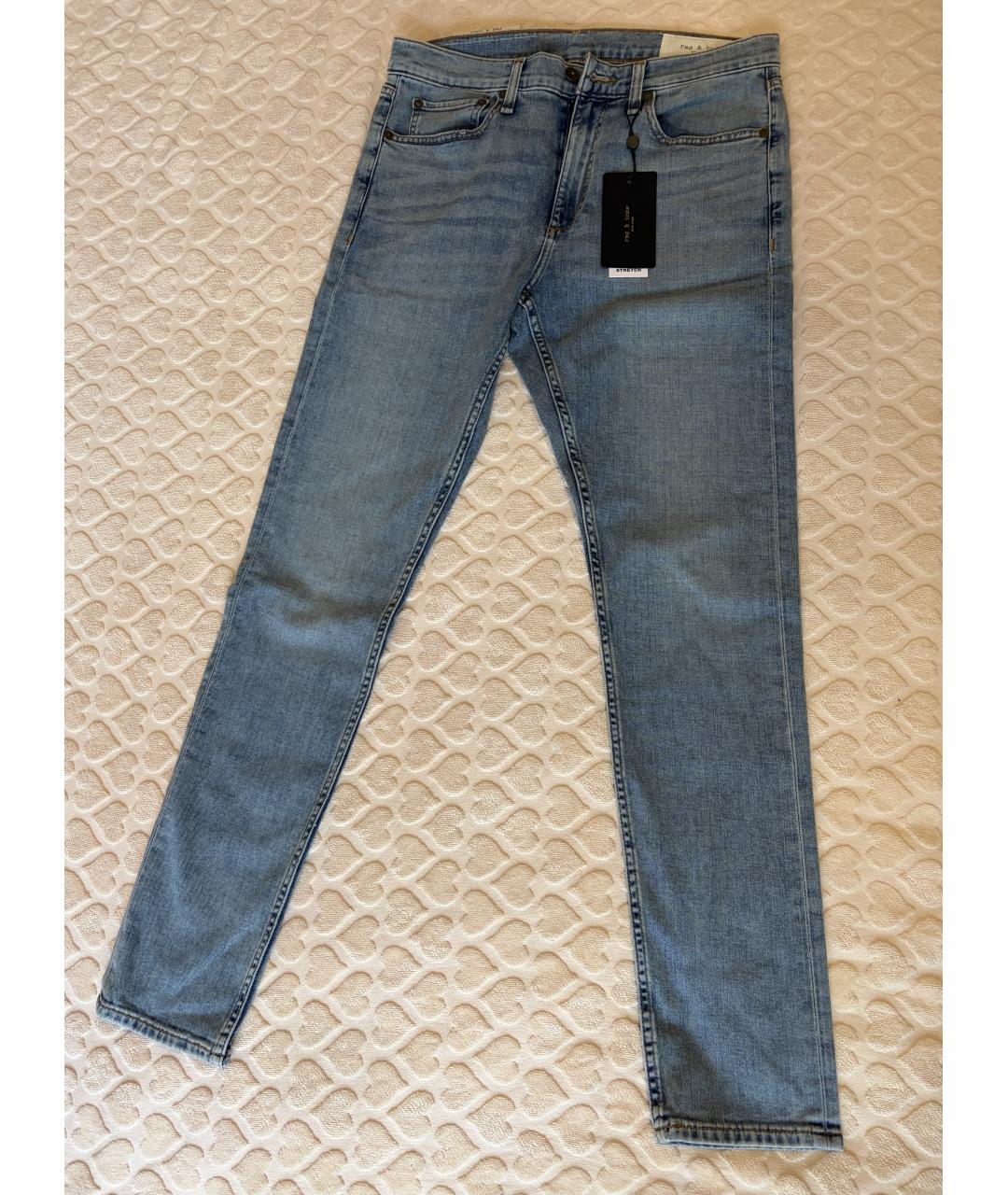 RAG & BONE Голубые хлопковые джинсы скинни, фото 10